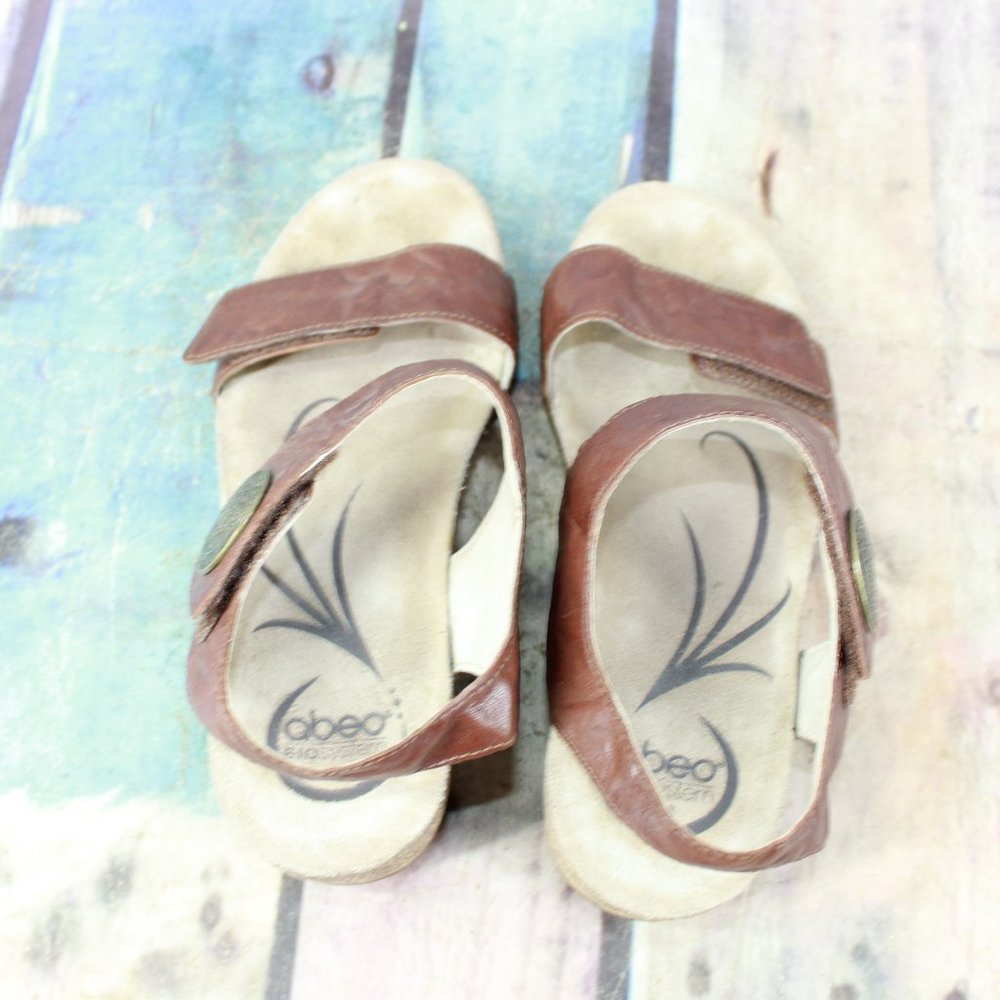 ABEO Una Leather Wedge Sandal Shoes Size 8 N - Picture 6 of 9